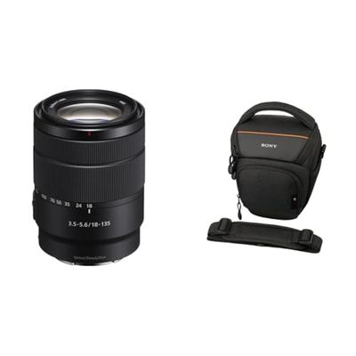 Sony E 18-135mm F3.5-5.6 OSS - SEL18135 & Sony LCS-AMB cameratas voor Sony Alpha-camera