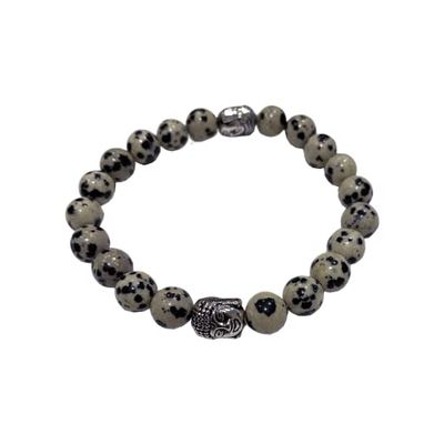 VIE Braccialetto Buddha chakra, Dalmata, Naturale, Taglia unica