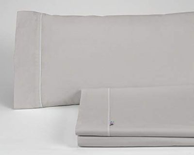 Juego de sábanas liso color plomo - Cama de 105 (3 piezas) -50% algodón / 50% poliéster - 144 hilos. Gramage: 115