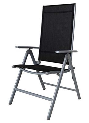 Ambientehome 50206 Chaise de Camping Pliante réglable en Aluminium 8 Positions Argenté/Gris