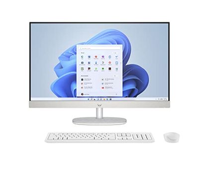 HP All-in-One 27-cr0002sf PC desktop 27" FHD (AMD Ryzen 7 7730U, RAM 16 GB, archiviazione 512 GB SSD, Windows 11 + tastiera AZERTY e mouse) Bianco