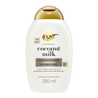 OGX | Après-Shampooing Nourrissant + Lait de Coco (flacon de 385 ml) – Après-shampooing hydratant pour des cheveux renforcer – Soin cheveux pour tous types de cheveux au parfum irrésistible