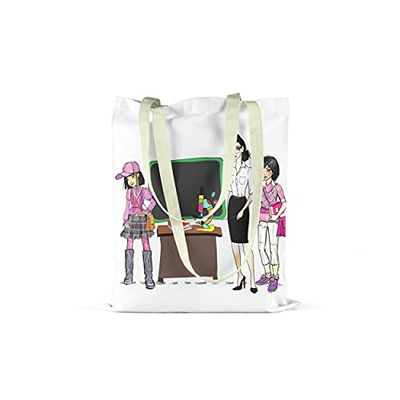 Bonamaison Bolso De Mano Impreso, 100% Algodón, Bolso de la Compra Reutilizable, Bolso De Compras, Ecológico, Plegable, Bolso de Tela de Lona con Asas, 34X40 Cm - Diseñado y Fabricado en Turquía