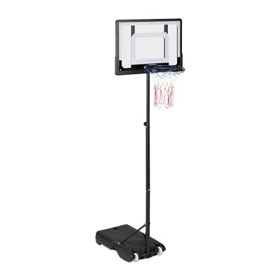 Relaxdays Canestro da Basket da Esterno, Asta Regolabile in Altezza, 205-260 cm, Mobile, per Pallacanestro, Nero Bianco