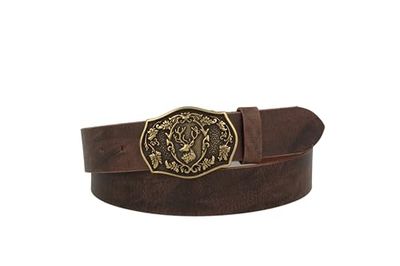 MGM Cintura Tradizionale con Cervo, Ottone Marrone, 95 cm Unisex-Adulto