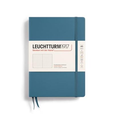 LEUCHTTURM1917 363334 Carnet de notes Medium (A5), Couverture rigide, 251 pages numérotées, Stone Blue, pointillé