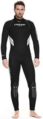 Cressi Castoro Man Monopiece Wetsuit 5 or 7mm, Muta Subacquea Uomo in Neoprene High Stretch Disponibile in 5 o 7 mm, Nero/Grigio 5mm, 3XL