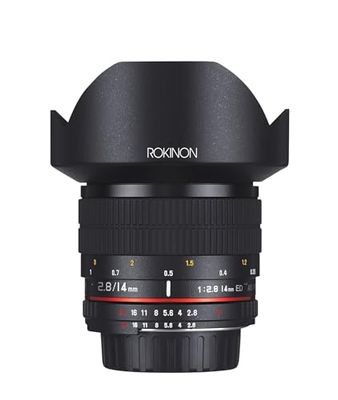 Rokinon FE14M-MFT 14mm F2.8 - Obiettivo ultra largo per micro quattro terzi e obiettivo fisso per fotocamere Olympus/Panasonic Micro 4/3, colore: Nero