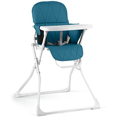 Kinderstoel, kinderzitje met afneembaar dienblad, voetsteun, veiligheidsgordel, opvouwbaar, licht, ruimtebesparend Rickids (wit-blauw)