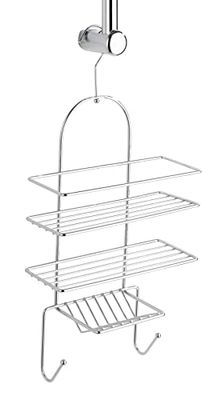 WENKO Etagère Douche, Etagere Salle de Bain sans percer, 3 Niveaux, INOX, 25x54x10 cm