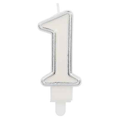 Folat 24161 Taartkaars Simply Chique Silver Cijfer/cijfer 1-9 cm verjaardagskaarsen voor verjaardag, verjaardagsdecoratie, voor kinderfeesten, bruiloften, bedrijfsfeesten, jubilea, zilver, 9 cm