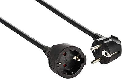 Electraline 01692 90028 Contact de protection 3 m Câble en plastique blanc IP20 intérieur/rallonge avec sécurité enfant/rallonge Schuko Noir