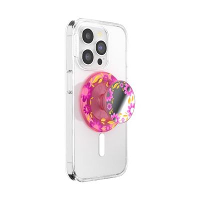 PopSockets PopGrip for MagSafe, Magnetic Phone Grip & Stand, Swappable Top, Secure Grip for iPhone MagSafe Cases, Kickstand for Hands-Free Viewing, Wireless Charging Compatible - Pink Relief