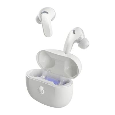 Skullcandy Rail ANC Écouteurs Intra-Auriculaires à Suppression de Bruit sans Fil, Autonomie 27 h, Microphone, Compatibles iPhone + Android et Appareils Bluetooth - Bone