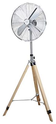 DOMAIR BALI - Statief ventilator – diameter 40 cm – 50 watt – 4 snelheden – luchtstroom 3865,2 m³/h – automatische of vrijlooposcillatie – in hoogte verstelbaar (max. 130 cm) – hout/staal