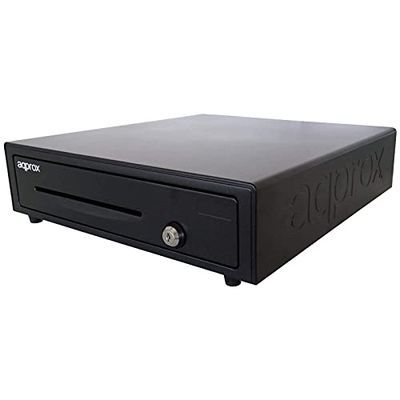 glowster Cajón portamonedas 41 cm, Color Negro, con Compartimentos para Billetes y Monedas, Ideal para Puntos de Venta y organización de Efectivo.