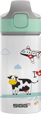 Sigg - Drinkfles voor kinderen van aluminium, Miracle I Love Switzerland, met rietje, luchtdicht, licht, BPA-vrij, klimaatneutraal gecertificeerd, voor school en sport, Zwitsers wit, 0,4 l