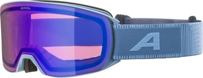 ALPINA NAKISKA Q Lunettes de ski à effet miroir, renforcement du contraste et polarisées, avec protection UV 100% pour adultes, bleu fumé mat, taille unique