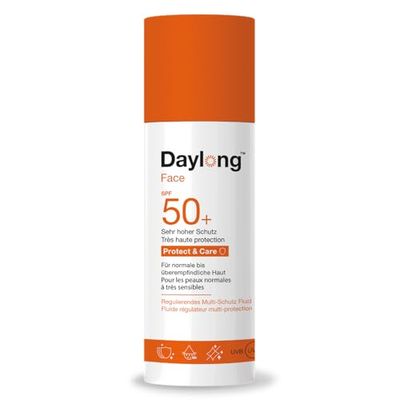 Daylong Protect & Care, crema solare fluida SPF50+, viso e corpo, base trucco quotidiano, idratazione 24 ore, 50 ml