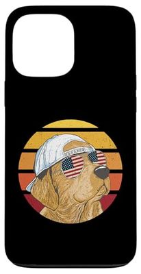 Lunettes de soleil vintage Golden Retriever avec drapeau américain Coque pour iPhone 13 Pro Max