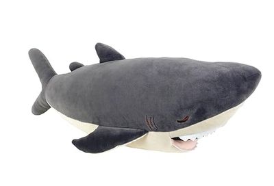 NEMU NEMU Peluche Requin Geante - Grosse Peluche Coussin Zap le Requin Gris - Coussin à câliner - Ultra doux - Taille L - 53 cm - Peluche Kawaii