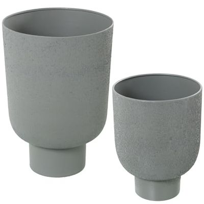 Alexandra House Living Set de Maceteros Gris Metal (2 Piezas)