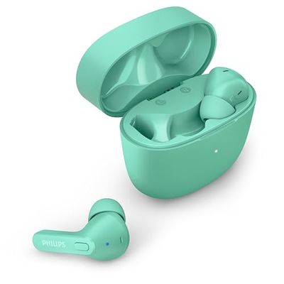 Philips TAT2206GR/00 Écouteurs True Wireless, Résistants Éclaboussures et Transpiration, Bluetooth, jusqu'à 18 Heures d'Auxtonomie, Embouts en Silicone Souple en 3 Tailles, Micro Intégré, Vert