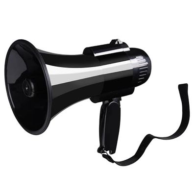 MyMealivos Megáfono de 30 W con Sirena y Cubierta de Control de Volumen Ajustable para grabación de 240 s, Alcance de hasta 800 Yardas, Apto para Juegos Deportivos, Entrenadores de animadoras