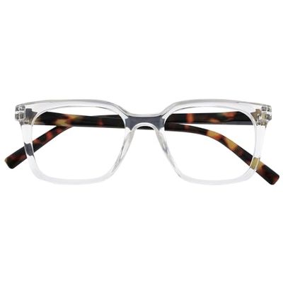 OPULIZE KOI Occhiali da Lettura - Montatura Rettangolare Grande - Trasparente - Uomo e Donna - Cerniere a Molla - R50-C - +2.50