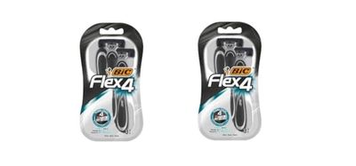 BIC Flex 4 Disposable Men's 4-Blade Razors with Moveable Blades for a Close Shave, Solid Control, Pack of 6