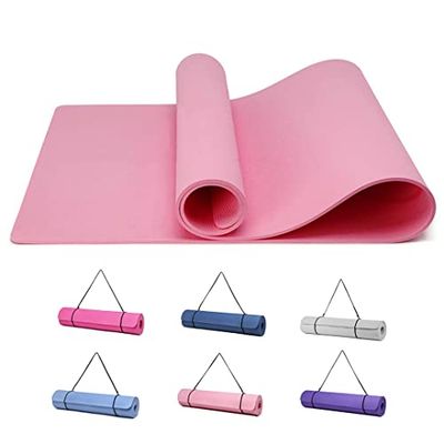 Good Nite Gymnastikmatta, yogamatta, fitnessmatta, halkfri träningsmatta, sport, gymnastikmattor, pilatesmatta, golvgymnastikmatta med bärrem, 183 x 61 x 0,6 cm (rosa)