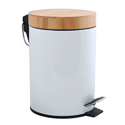 MSV Poubelle AZA 3L Blanche AV COUV.Bambou (Vendu par 1)