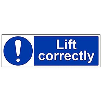 VSafety "Lift Correctly" teken, landschap, (Pack van 3)