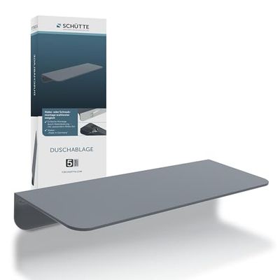 SCHÜTTE Mensola da doccia 10501 mensola da doccia autoadesiva senza foratura mensola da bagno antracite da incollare mensola da parete mensola da bagno per bagno, 12,5 P x 5 L x 35 H cm