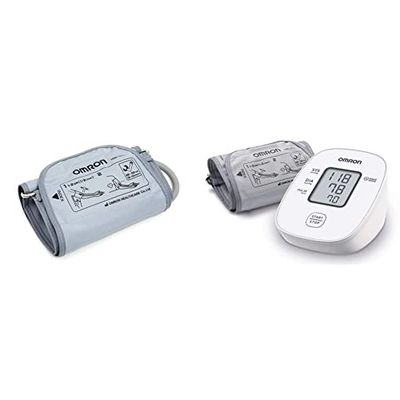 OMRON 9513256-6 Manguito mediano para monitores de presión arterial de brazo OMRON, 22-32 cm & OMRON X2 Basic Tensiómetro de Brazo digital, medición precisa de la presión arterial y el pulso