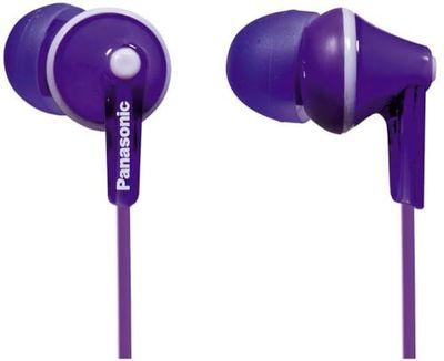 Panasonic RP-HJE125E-V Auriculares Botón con Cable, In-Ear, Sonido Estéreo para Móvil, MP3/MP4 , Diseño de Ajuste Cómodo, Imán Neodimio 9 mm, Violeta