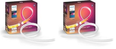 Philips Hue White and Color Ambiance Gradient Lightstrip, Striscia Led Smart, Estensione da 1 M per Kit Base da 2 Metri, Bluetooh, (Confezione da 2)