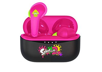 OTL Technologies Bezprzewodowe słuchawki Bluetooth V5.0 dla dzieci Splatoon 2 z obudową ładującą czarny/różowy