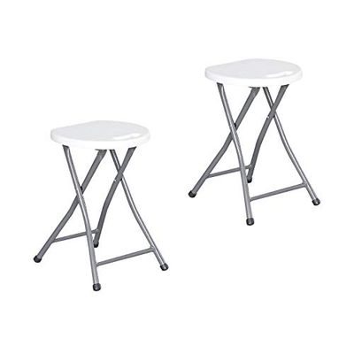KG KITGARDEN - Lot de 2 tabourets Pliables multifonctionnels, 46 x 30 x 27 cm, Blanc