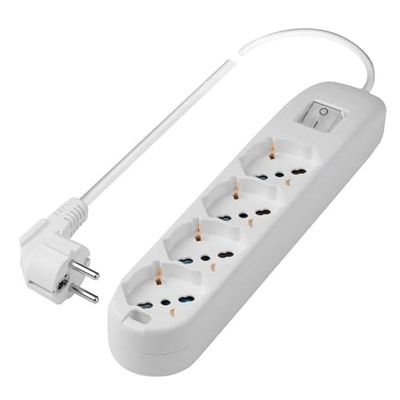POLY POOL PP2507XL Ladrão multitomada elétrica 250 V 4 tomadas multipadrão P40 tomada poupança de espaço individual franco/alemão grande 16A 2P+T