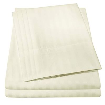 Sweet Home Collection 6 peças Bed Sheets 1500 Thread Count Deep Pocket Fine conjunto de fronhas extra de microfibra com bolsos profundos, Dobby bege, casal duplo, 6
