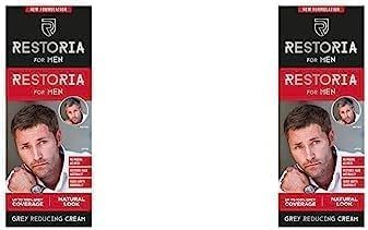Restoria Grey Reducing Cream for Men - Hair Cream for Restoring Natural Hair Colour Gradually, Up to 100% Grey Coverage - Vegan, 100ml (Pack of 2)