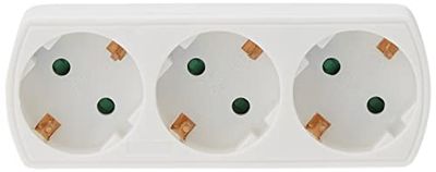 Amig - Ladrão de tomadas tipo Schuko de 3 vias Mod.3210 com tomada de terra para ligar aparelhos elétricos | adaptador de parede tripla horizontal | Tensão máxima: 250 V | Amperagem máxima: 10/16 A