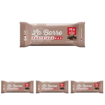 Barres protéinées Max EAFIT |Proteine barre, Fitness, musculation|Nutrition sportive saine pour prise de muscle | Faible en sucre|28g de protéines|Chocolat intense | 16 barres de 60g |Marque Française