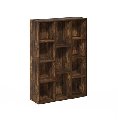 Furinno Luder 11-Cube Omkeerbare boekenkast met open plank, barnsteengrenen