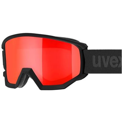 uvex athletic VFM - skibril voor dames en heren - meekleurend - vergroot en condensvrij gezichtsveld - black matt/red-clear - one size