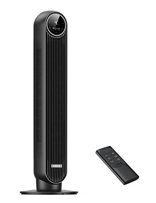 Dreo 28dB Nomad One Tower Fan met afstandsbediening, 7.3m/s Speed Quiet Cooling Fan, 90° Oscillating Fan met 4 snelheden, 4 modi, 8 uur timer, Stand Fans, Zwart.