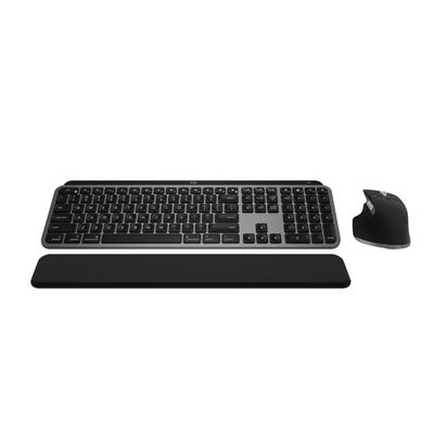 Logitech MX Keys S Combo per Mac, tastiera e mouse wireless con palm rest, tastiera retroilluminata, mouse wireless a scorrimento rapido, Bluetooth USB C per MacBook Pro, Macbook Air, iMac,iPad-QWERTY