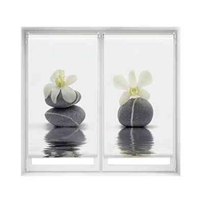 Blindecor Duo Relax | Pack 2 Estores Enrollables Translúcidos Sin Taladrar Easy Fix Impresión Digital | Modelo Orquídea | 80 x 150 cm (ancho por alto) Tamaño de la Tela 77 x 145 cm
