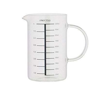 axentia Copo medidor de vidro, 1 litro, resistente ao calor, borossilicato, 10 cm, 6